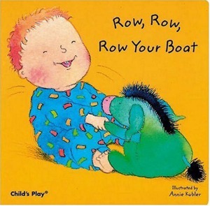 Cover of Row, Row, Row Your Boat board book, illustrated by Annie Kubler.